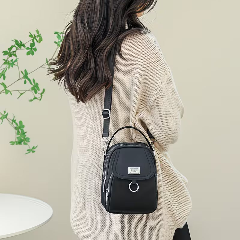 Lightweight Nylon Mini-Crossbody Multi-Layer Bag.