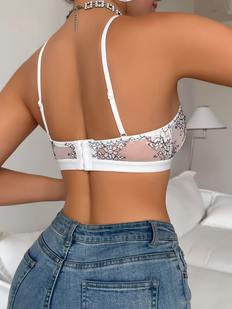Lingerie Mesh Panel Halter Neck Camisole.