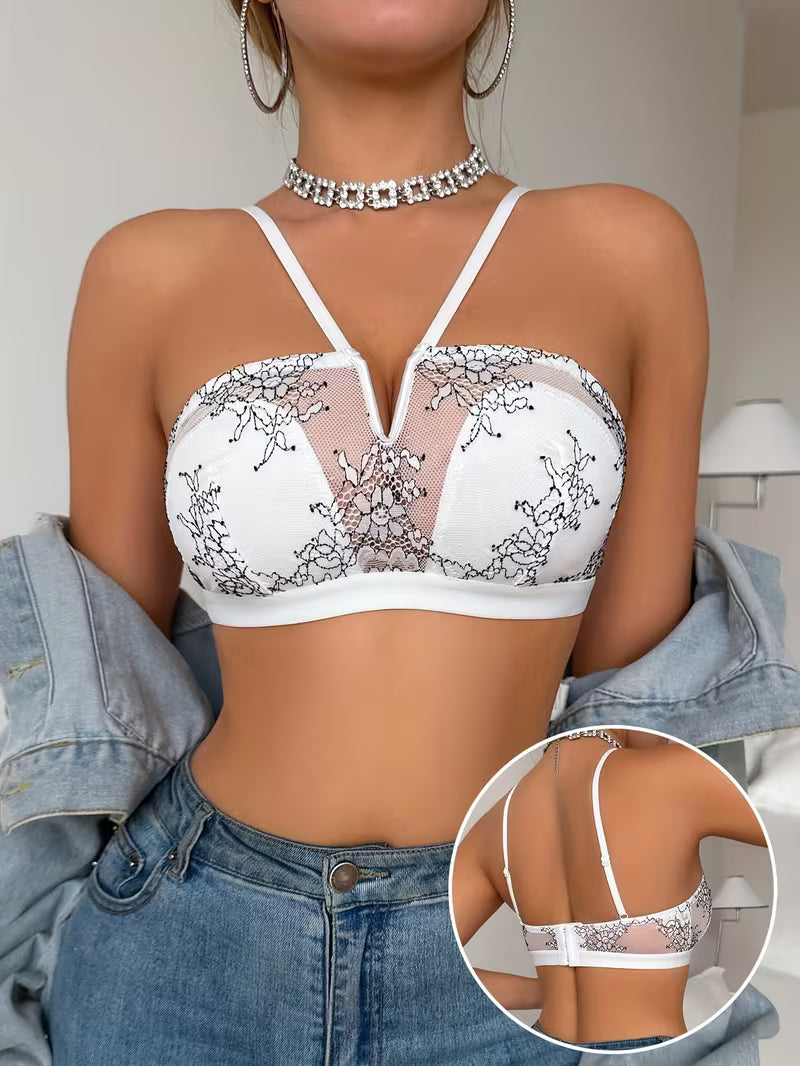 Lingerie Mesh Panel Halter Neck Camisole.