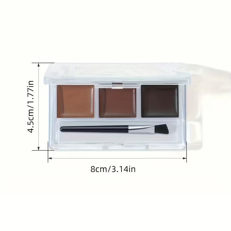 Long-Wear 3-Color Brow Pomade Set with Precision Brush.