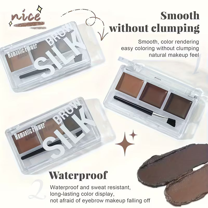 Long-Wear 3-Color Brow Pomade Set with Precision Brush.