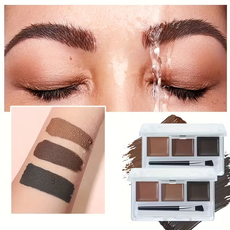 Long-Wear 3-Color Brow Pomade Set with Precision Brush.