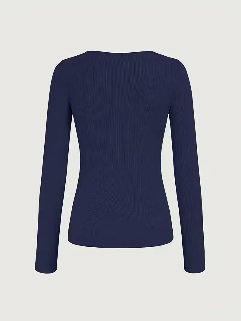 Long Sleeve Jewelry-Detail Fashion Tee.