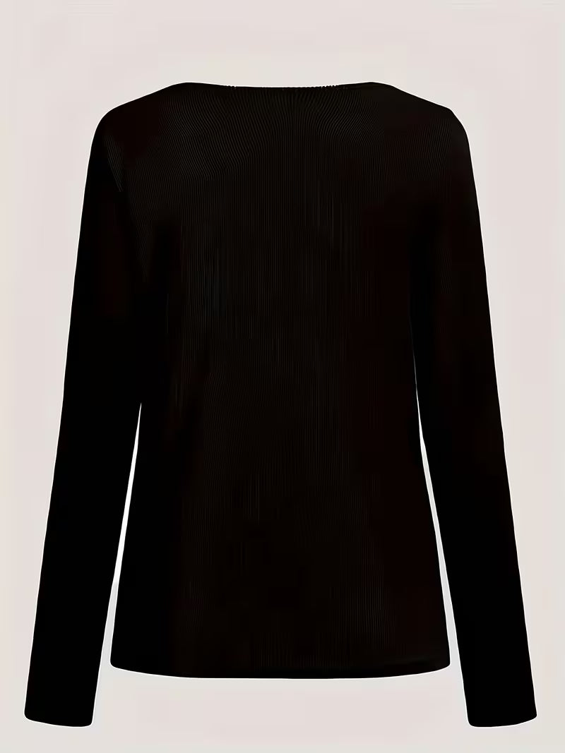 Long Sleeve Jewelry-Detail Fashion Tee.