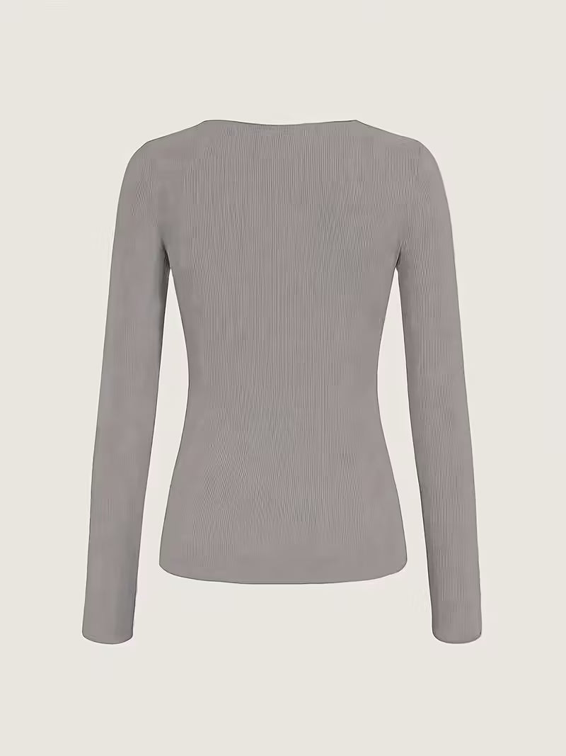 Long Sleeve Jewelry-Detail Fashion Tee.