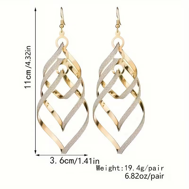 Long Spiral Three-Dimensional -Shaped Sequined Tassel Earrings.