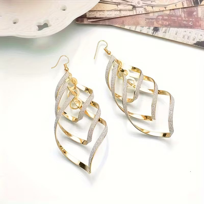 Long Spiral Three-Dimensional -Shaped Sequined Tassel Earrings.