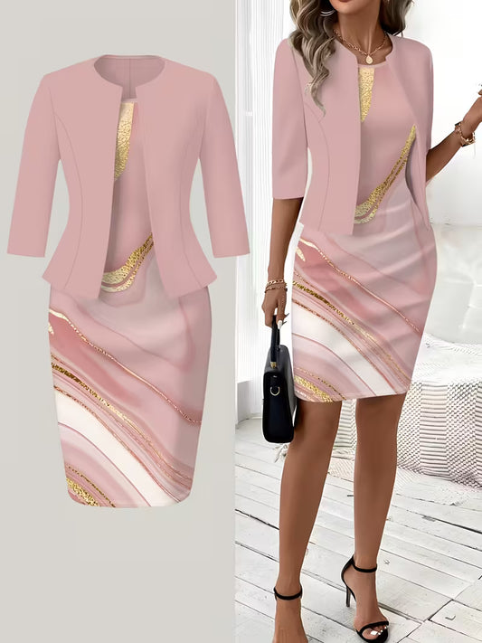 Long Sleeve Crew Neck Vacation Suit.