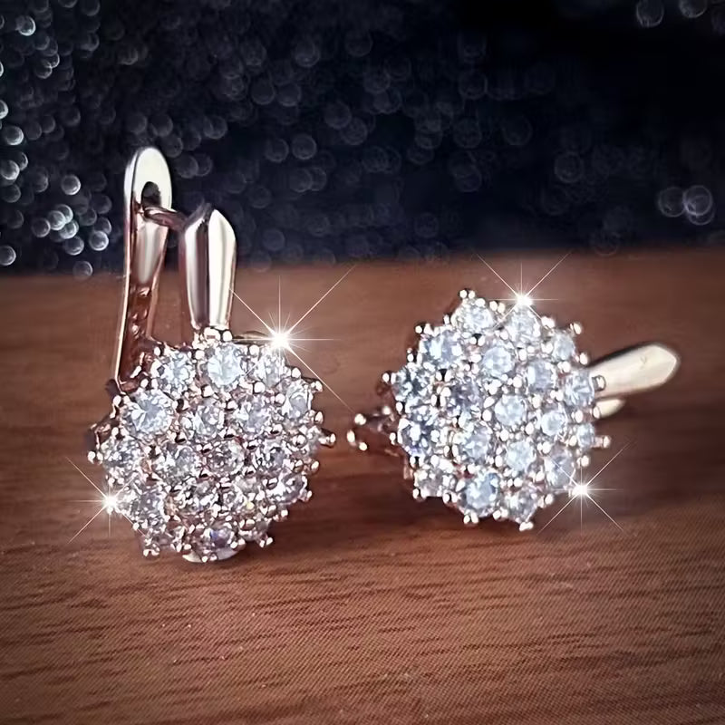 Luxurious Zirconia Sunflower Wedding Earrings.