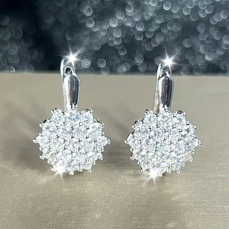 Luxurious Zirconia Sunflower Wedding Earrings.