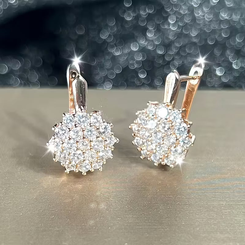 Luxurious Zirconia Sunflower Wedding Earrings.