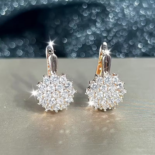 Luxurious Zirconia Sunflower Wedding Earrings.