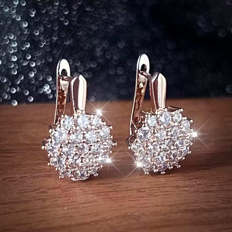 Luxurious Zirconia Sunflower Wedding Earrings.