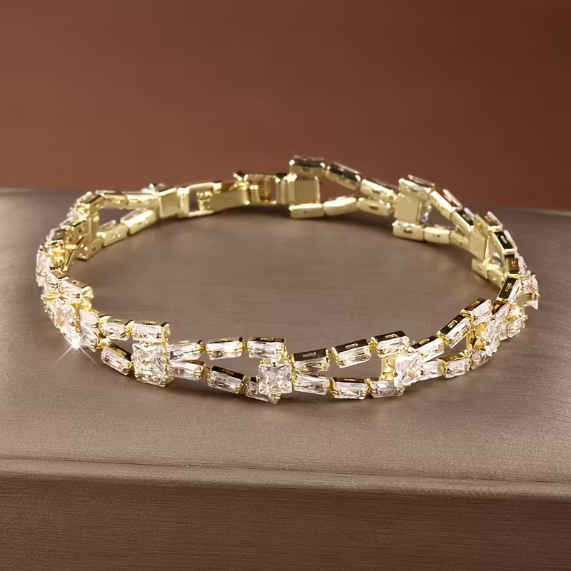Luxury Square-Cut Zirconia Bracelet