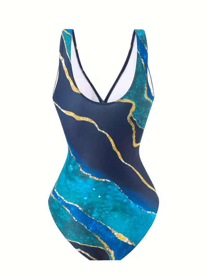 Marble Print 2-Piece Swimsuit Set.