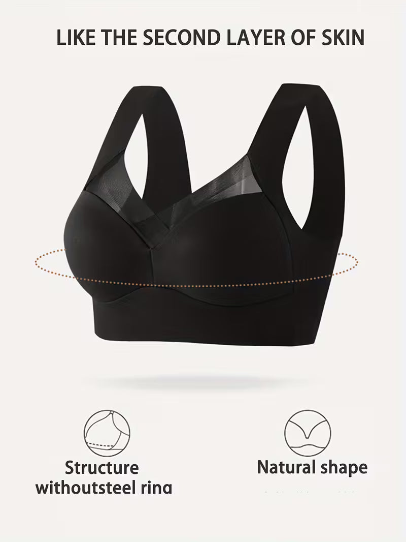 Mesh-Accent Wireless Push-Up Bras.