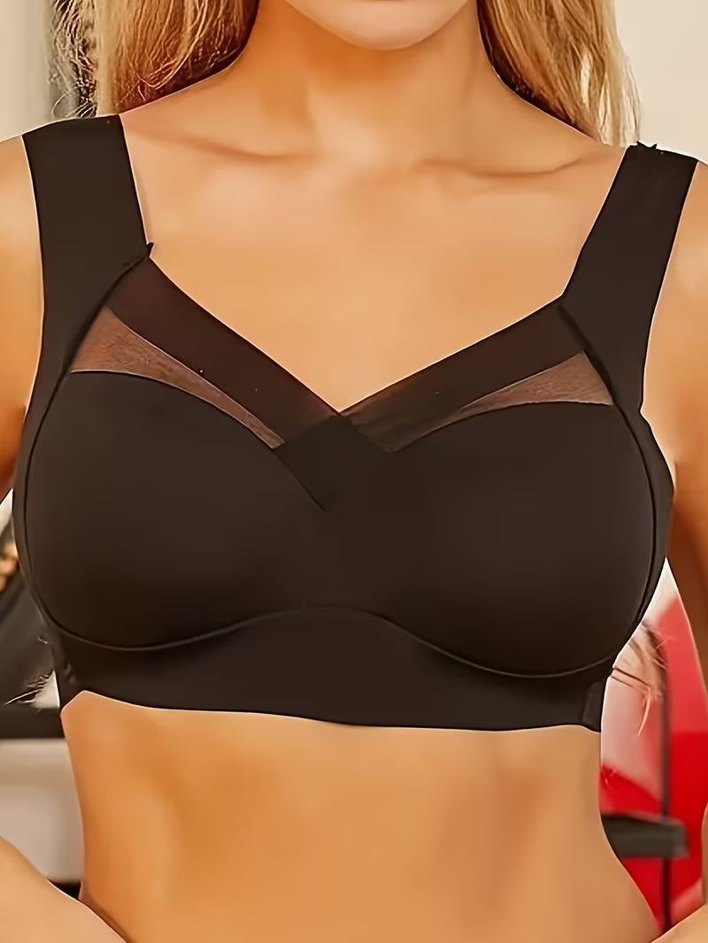 Mesh-Accent Wireless Push-Up Bras.