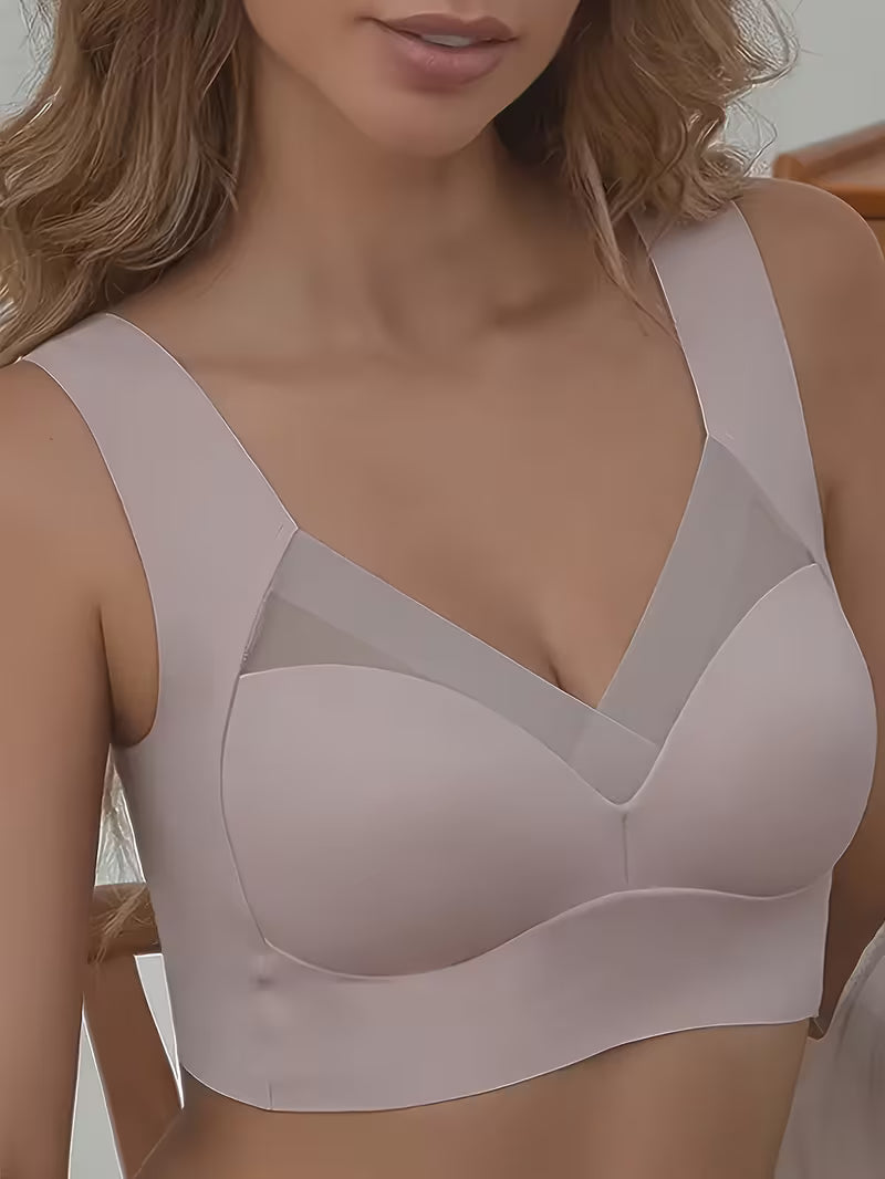 Mesh-Accent Wireless Push-Up Bras.