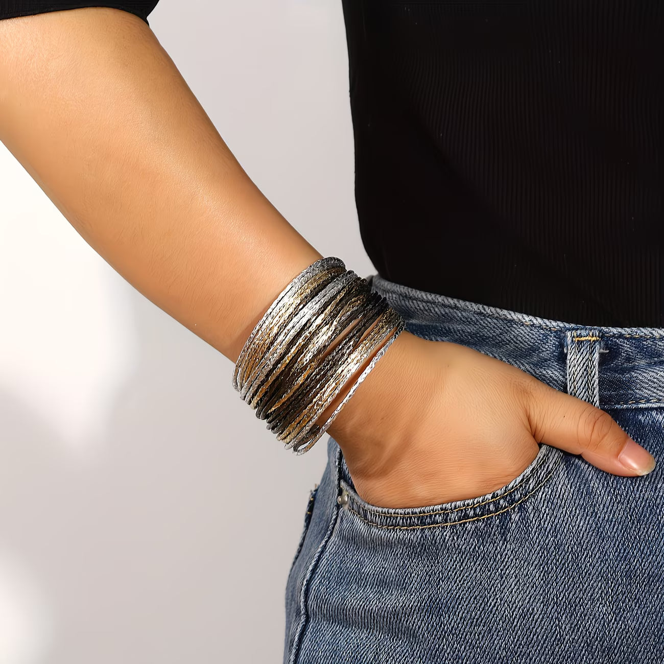 Metallic Glitter Multi-Layer Wrap Bracelet.