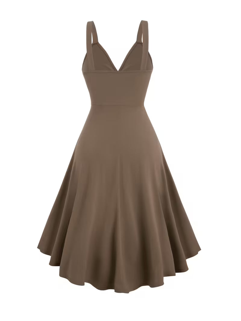Mid-Stretch Solid A-Line Gown.