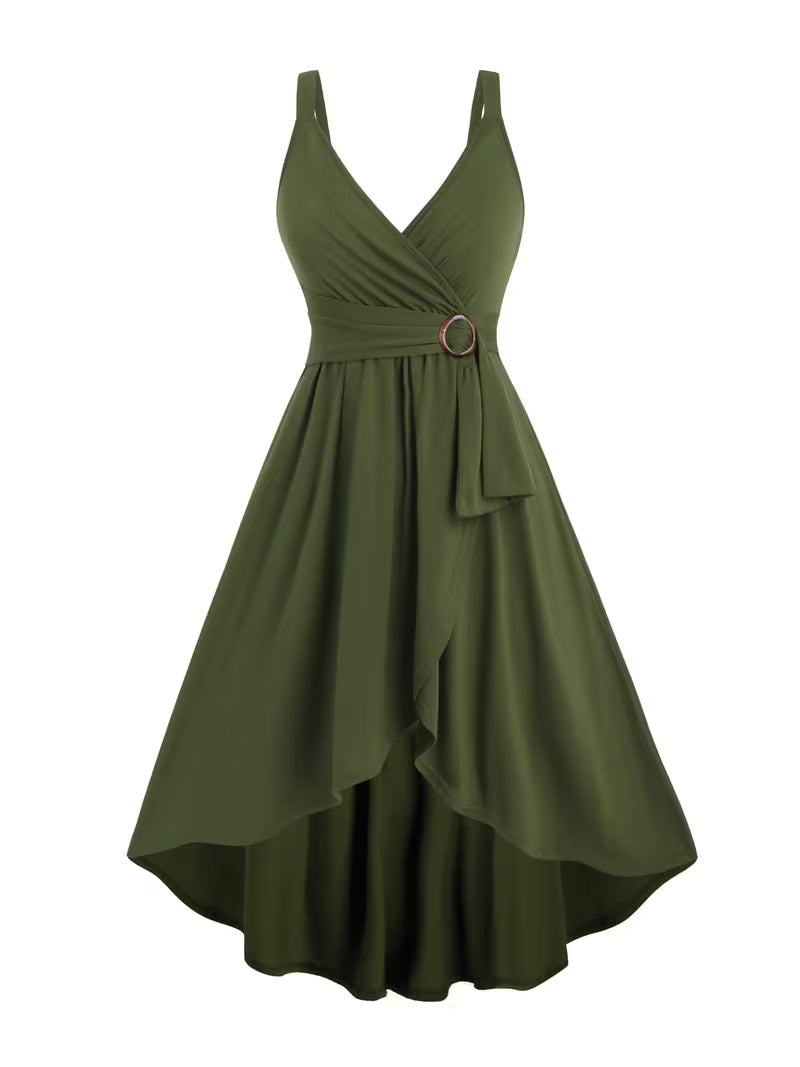 Mid-Stretch Solid A-Line Gown.