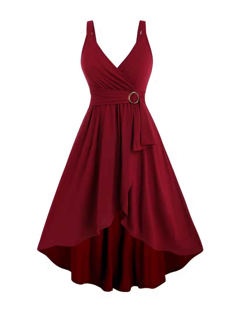 Mid-Stretch Solid A-Line Gown.