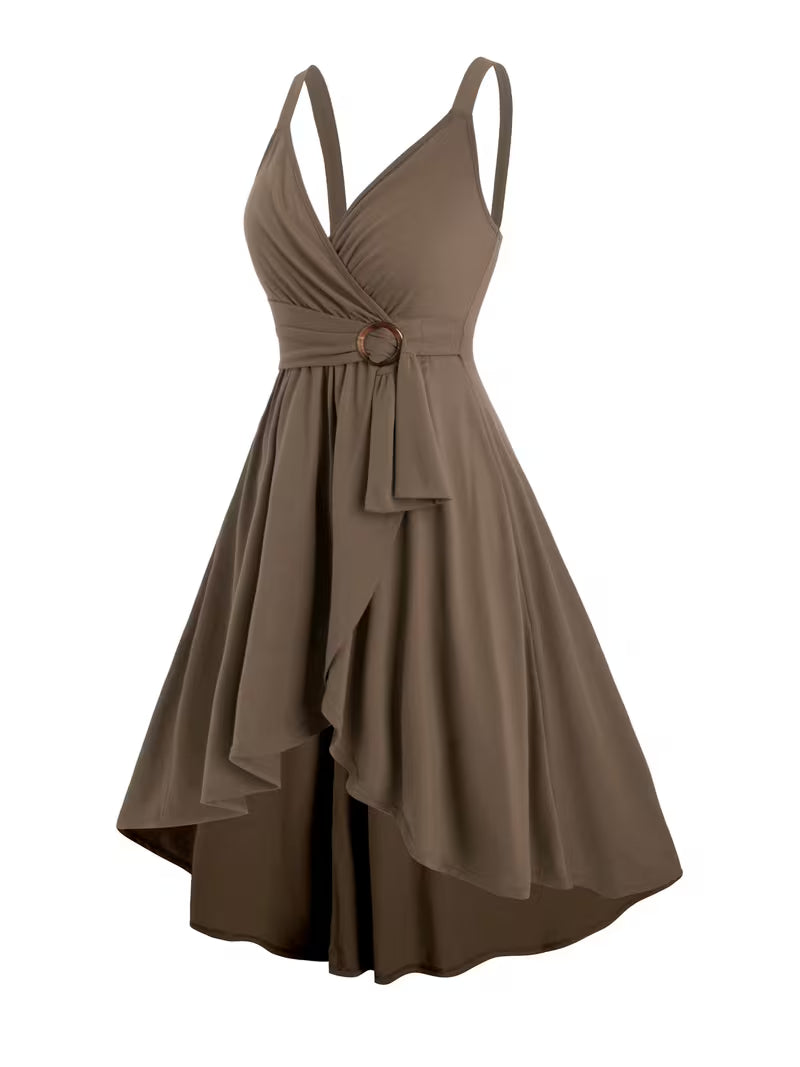 Mid-Stretch Solid A-Line Gown.