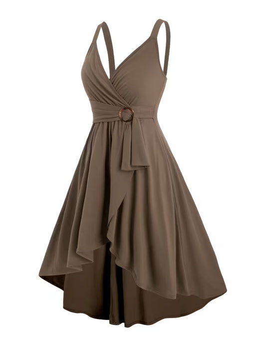 Mid-Stretch Solid A-Line Gown.