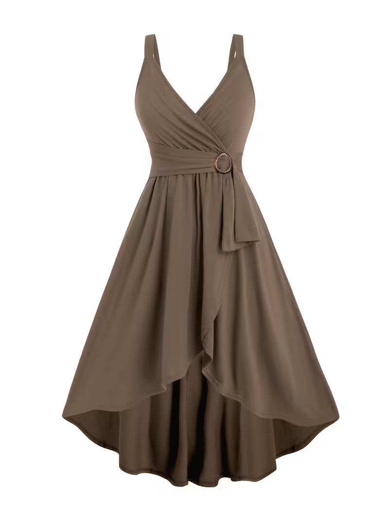 Mid-Stretch Solid A-Line Gown.