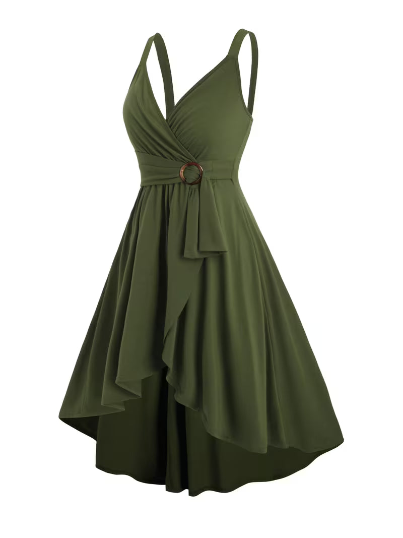 Mid-Stretch Solid A-Line Gown.