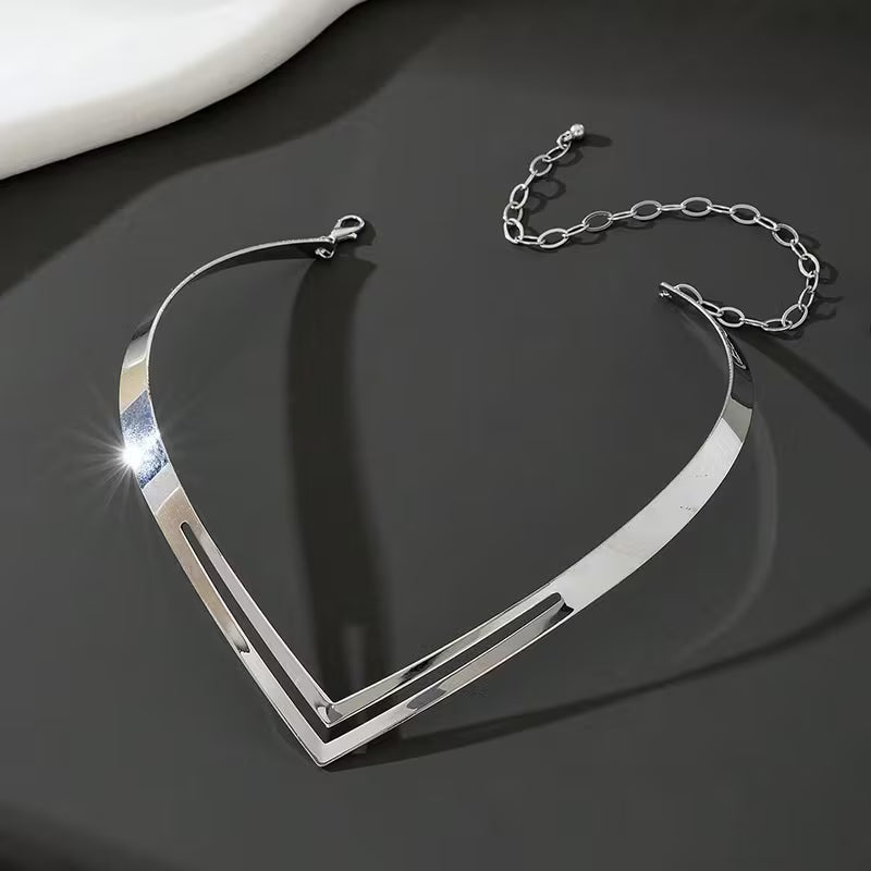 Minimalist Double-Layer V-Shaped Fashion Necklace.