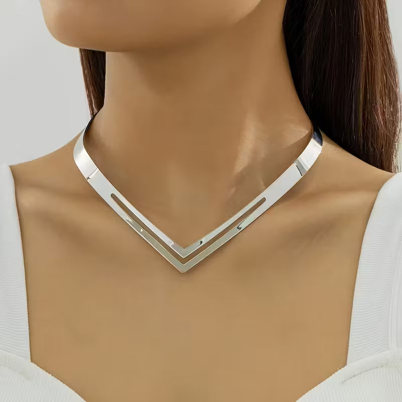 Minimalist Double-Layer V-Shaped Fashion Necklace.