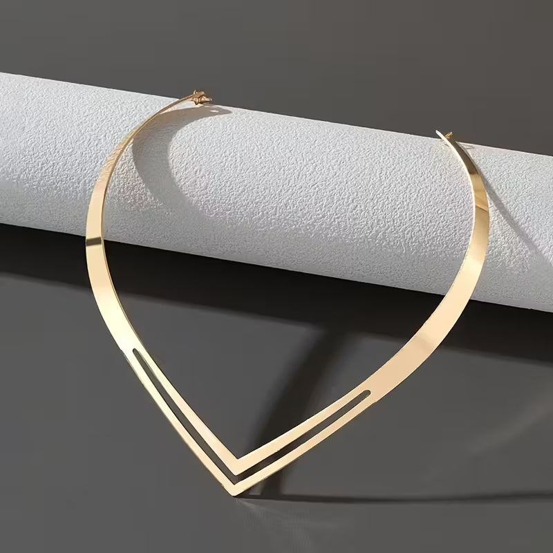Minimalist Double-Layer V-Shaped Fashion Necklace.