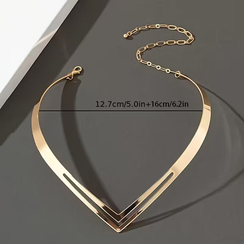 Minimalist Double-Layer V-Shaped Fashion Necklace.