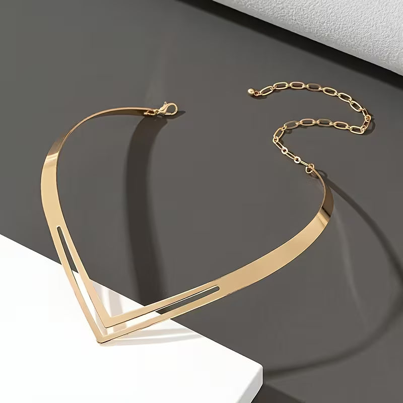 Minimalist Double-Layer V-Shaped Fashion Necklace.