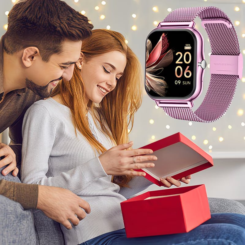 Minimalist Mesh-Band Smartwatch – Elegant Alloy Case.