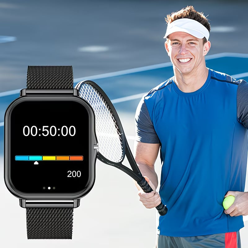Minimalist Mesh-Band Smartwatch – Elegant Alloy Case.
