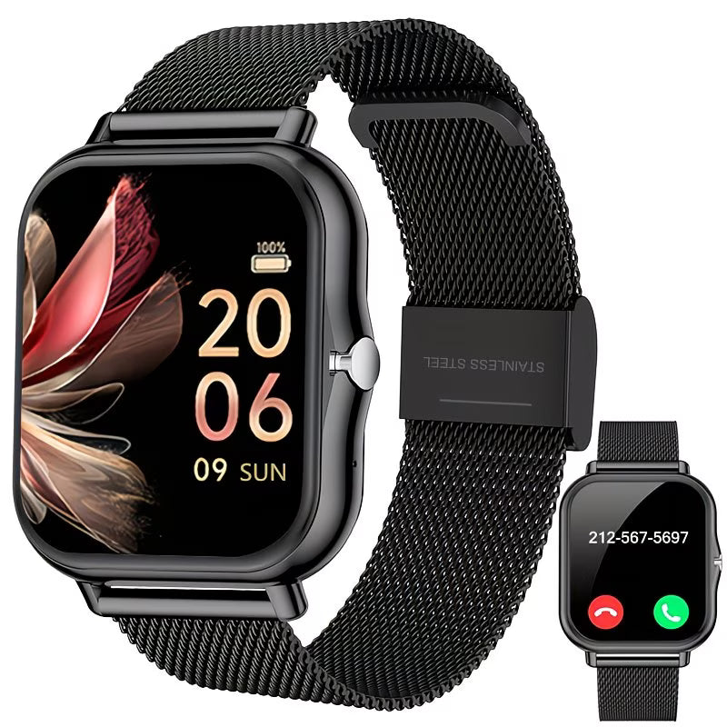 Minimalist Mesh-Band Smartwatch – Elegant Alloy Case.