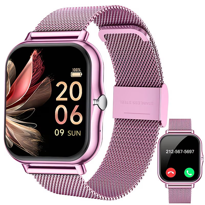 Minimalist Mesh-Band Smartwatch – Elegant Alloy Case.