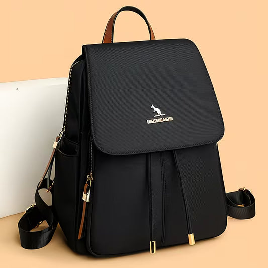 Minimalist Golden-Accent Backpack.