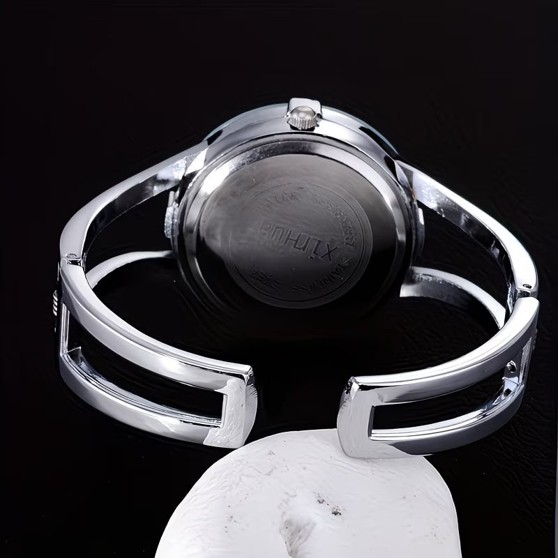 Vintage Minimalist Rhinestone Dial with Elegant Crystal Case Watch.