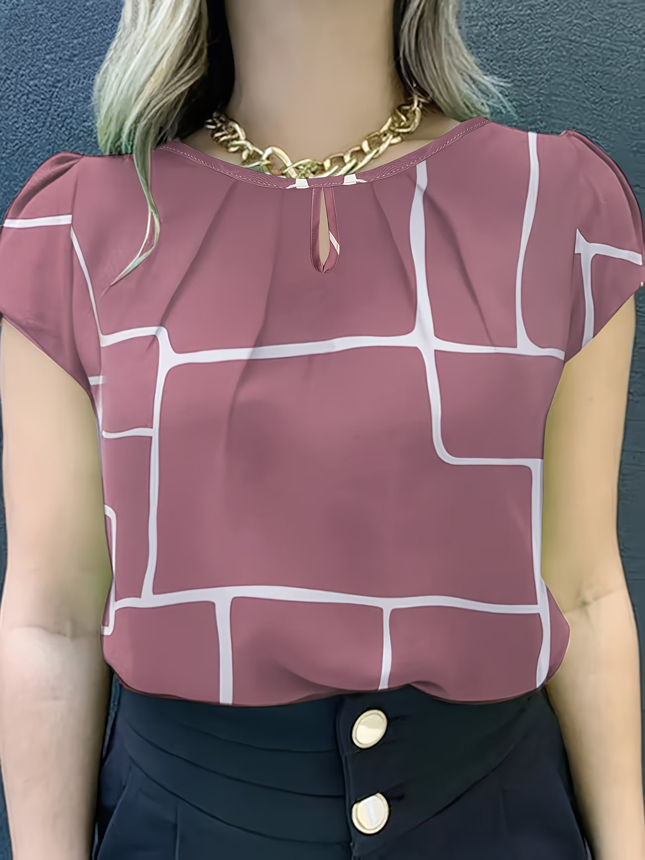 Modern Crew Neck Geometric Shirt.