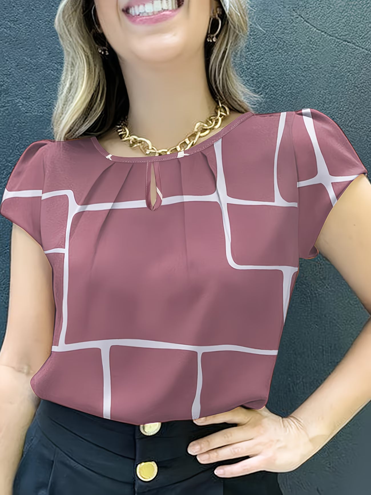 Modern Crew Neck Geometric Shirt.