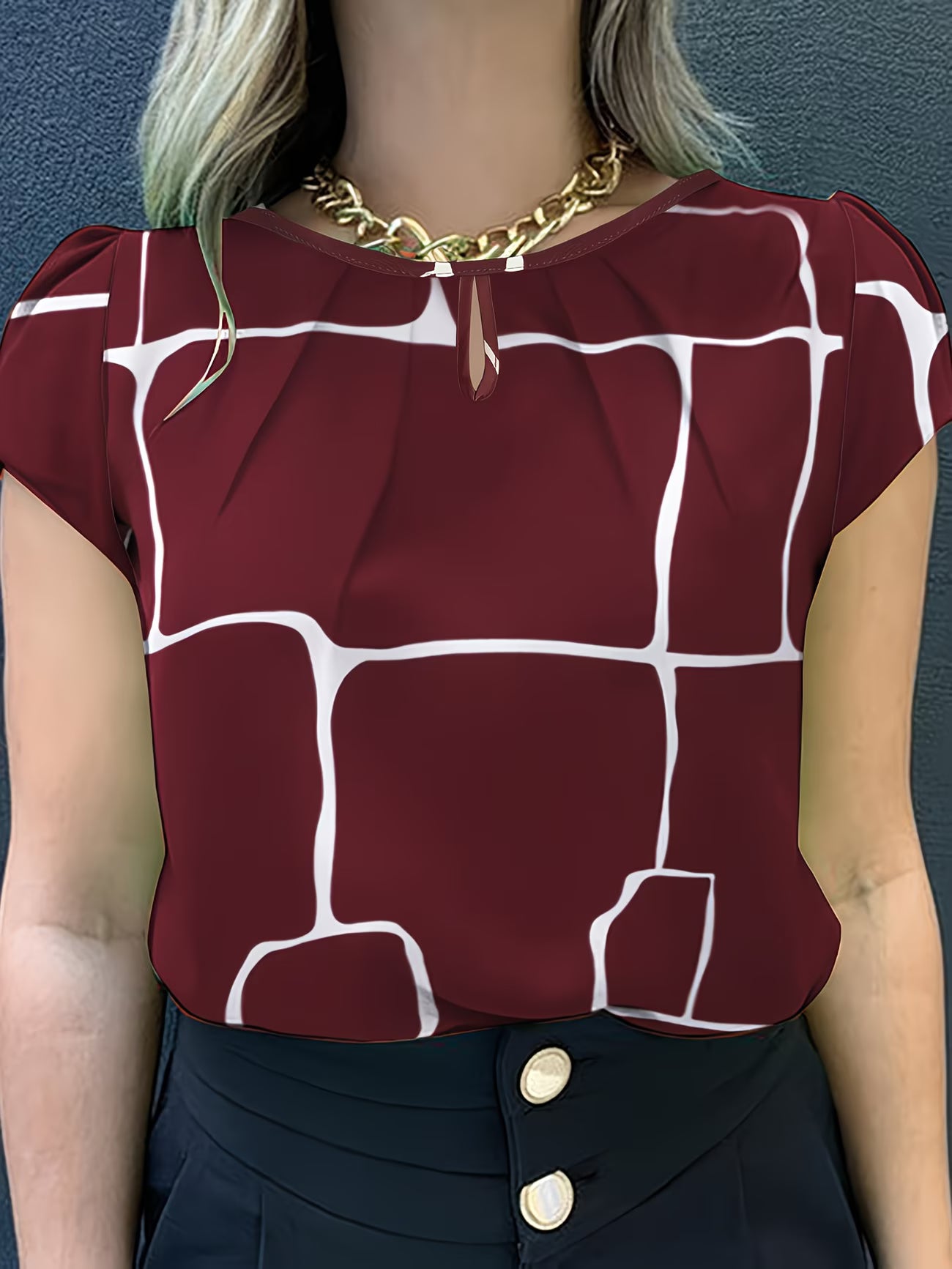 Modern Crew Neck Geometric Shirt.