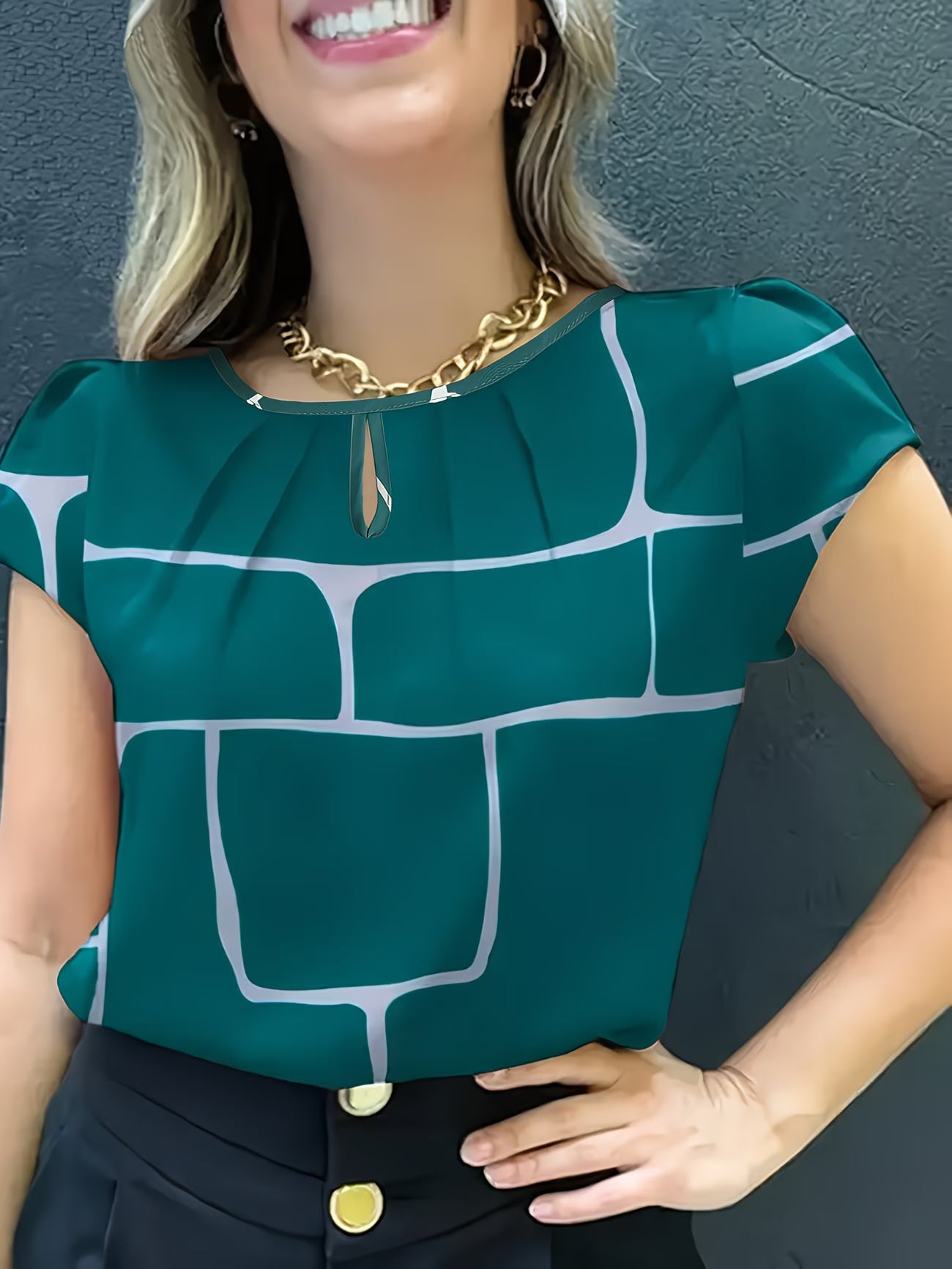 Modern Crew Neck Geometric Shirt.