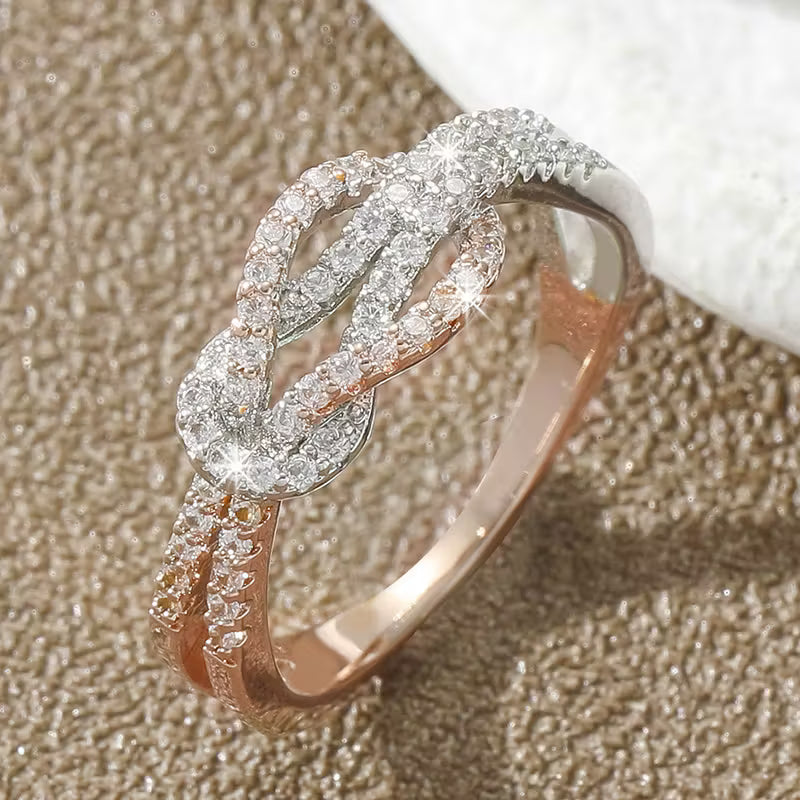 Modern Two-Tone Twisted Band Ring