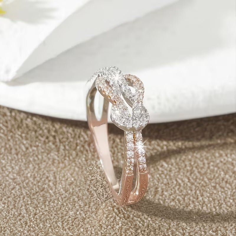 Modern Two-Tone Twisted Band Ring