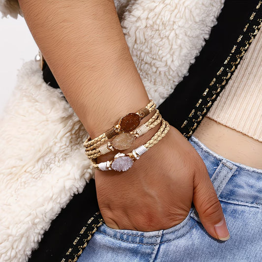 Multi-Layer Leather Wrap Bracelet.