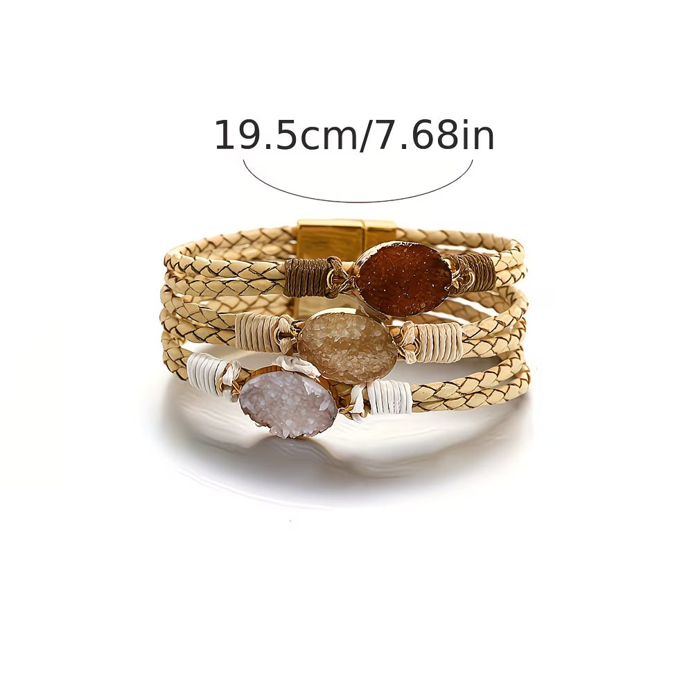 Multi-Layer Leather Wrap Bracelet.