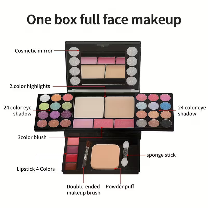 Multicolor Makeup Set with Brushes.